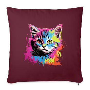 Chat cool - Housse de coussin décorative 45 x 45 cm - bordeaux - Devant