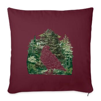 Wald Natur Wildnis Rabe Krähe Vogel Bäume - Sofakissenbezug 45 x 45 cm - Burgunderrot - Vorne