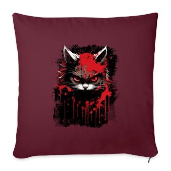 Le chat est de mauvaise humeur - Housse de coussin décorative 45 x 45 cm - bordeaux - Devant