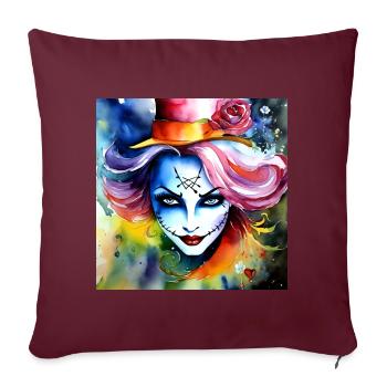 Cooles Harlequin Poker Gothic Mädchen - Sofakissenbezug 45 x 45 cm - Burgunderrot - Vorne