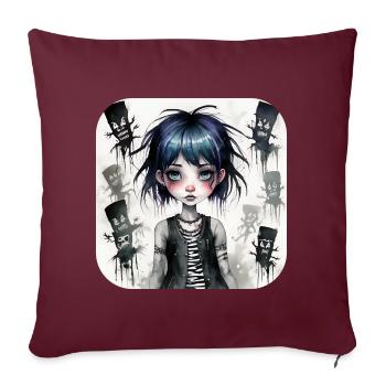 Fille punk gothique cool - Housse de coussin décorative 45 x 45 cm - bordeaux - Devant