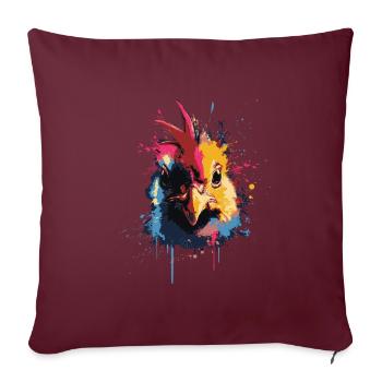 Un coq vous regarde - Housse de coussin décorative 45 x 45 cm - bordeaux - Devant