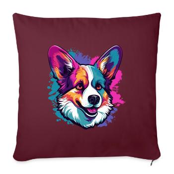 Corgi gallois - Housse de coussin décorative 45 x 45 cm - bordeaux - Devant