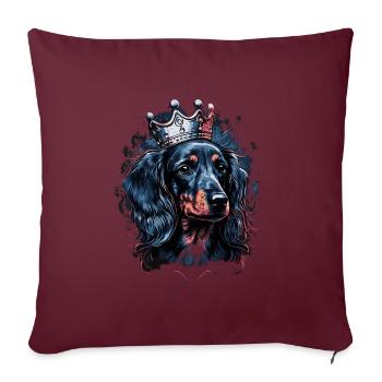 Teckel avec couronne - Housse de coussin décorative 45 x 45 cm - bordeaux - Devant