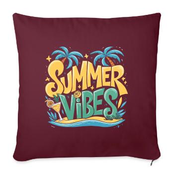 Ambiance d’été, Soleil, Vacances, Palmiers, Palmiers - Housse de coussin décorative 45 x 45 cm - bordeaux - Devant
