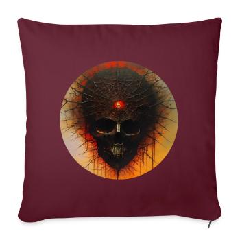Düsterer Horror Totenkopf - Sofakissenbezug 45 x 45 cm - Burgunderrot - Vorne