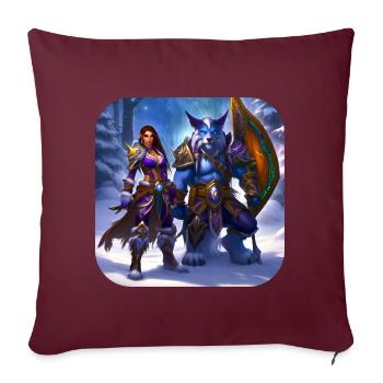 Fier guerrier elfique fantastique - Housse de coussin décorative 45 x 45 cm - bordeaux - Devant