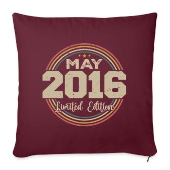 Mai 2016 Vintage Nées En Mai 2016 Anniversaire - Housse de coussin décorative 45 x 45 cm - bordeaux - Devant