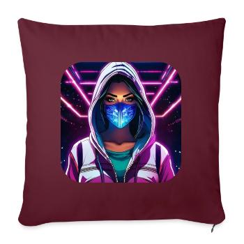 Fille Cyberpunk Cool VI - Housse de coussin décorative 45 x 45 cm - bordeaux - Devant
