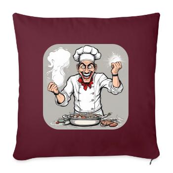Verrückter Koch - Sofakissenbezug 45 x 45 cm - Burgunderrot - Vorne