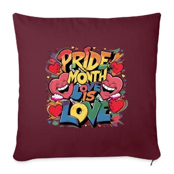 Mois de la fierté L’amour c’est l’amour LGBTQ LGBTQIA+ - Housse de coussin décorative 45 x 45 cm - bordeaux - Devant
