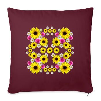 Sunflowers, roses, daisies, flowers, floral, floral - Sofa pillowcase 17,3'' x 17,3'' (45 x 45 cm) - burgundy - Front