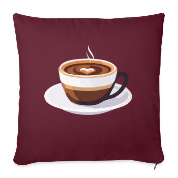 Kaffee Frenchpress Cappuccino Latte Art - Sofakissenbezug 45 x 45 cm - Burgunderrot - Vorne