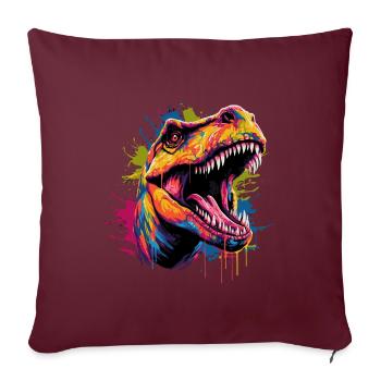 Dinosaure T-Rex - Housse de coussin décorative 45 x 45 cm - bordeaux - Devant