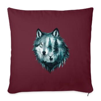 Wolfskopf Silhouette Design - Sofakissenbezug 45 x 45 cm - Burgunderrot - Vorne