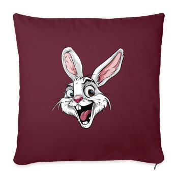 Lapin drôle avec de grandes oreilles et de grands yeux - Housse de coussin décorative 45 x 45 cm - bordeaux - Devant