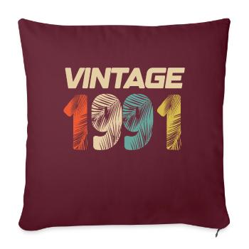 Vintage 1991 Retro - Best-seller - Housse de coussin décorative 45 x 45 cm - bordeaux - Devant