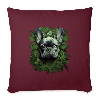 Portrait Bouledogue Français - Housse de coussin décorative 45 x 45 cm - bordeaux - Devant