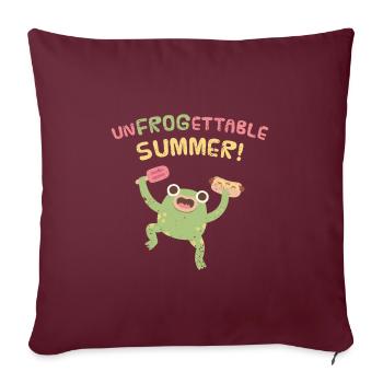 Drôle de grenouille bondissante jeu de mots d’été - Housse de coussin décorative 45 x 45 cm - bordeaux - Devant