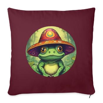 Grenouille psychédélique II - Housse de coussin décorative 45 x 45 cm - bordeaux - Devant