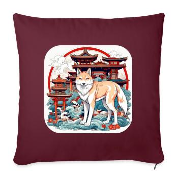 Asiatischer Fuchs - Sofakissenbezug 45 x 45 cm - Burgunderrot - Vorne