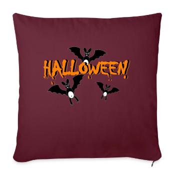 Chauves-souris d’Halloween - Housse de coussin décorative 45 x 45 cm - bordeaux - Devant