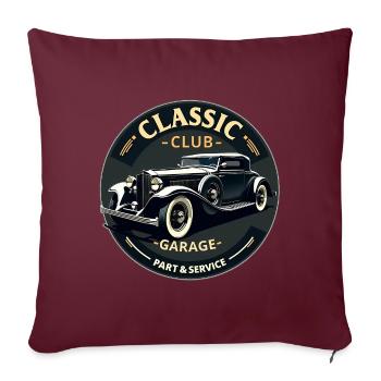 Classic Club Garage – Service de voitures anciennes - Housse de coussin décorative 45 x 45 cm - bordeaux - Devant