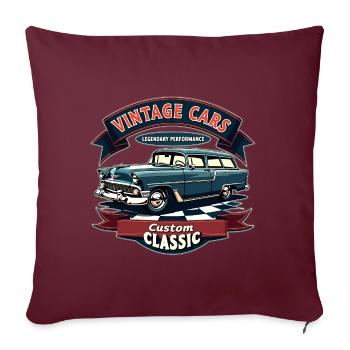 Motif Oldtimer - Voitures anciennes - Housse de coussin décorative 45 x 45 cm - bordeaux - Devant