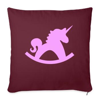 Licorne Cheval à bascule - Housse de coussin décorative 45 x 45 cm - bordeaux - Devant
