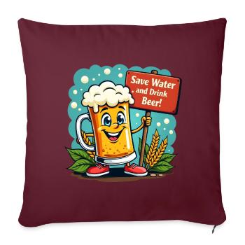 SAVE WATER DRINK BEER - CHOPE À BIÈRE - Housse de coussin décorative 45 x 45 cm - bordeaux - Devant