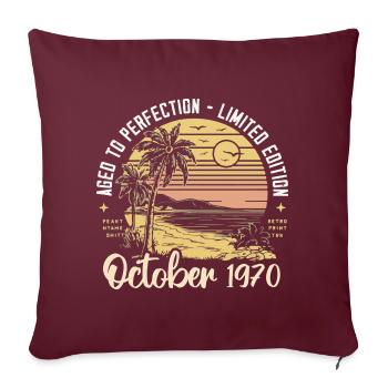 Né en octobre 1970 Légendaire depuis octobre 1970 - Housse de coussin décorative 45 x 45 cm - bordeaux - Devant