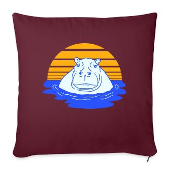 Hippopotamus Swimming Water Sun Cute Comic Cartoon - Sofa pillowcase 17,3'' x 17,3'' (45 x 45 cm) - burgundy - Front