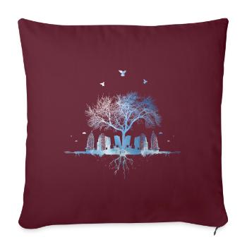 Ciel Nature Arbre Ville racines d'oiseaux gratte-ciel - Housse de coussin décorative 45 x 45 cm - bordeaux - Devant