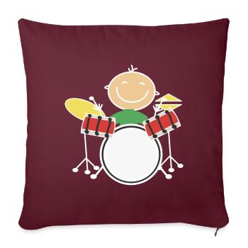 Enfants jouer de la batterie pilons batteur - Housse de coussin décorative 45 x 45 cm - bordeaux - Devant