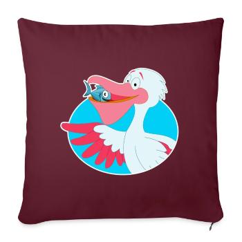 Fish pelican bird cartoon comic gift - Sofa pillowcase 17,3'' x 17,3'' (45 x 45 cm) - burgundy - Front