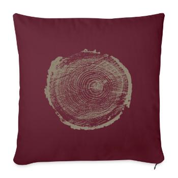 Anneaux annuels en bois d'arbre - Housse de coussin décorative 45 x 45 cm - bordeaux - Devant