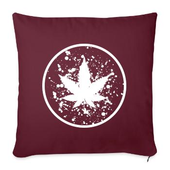 Feuille de cannabis Taches de peinture en cercle - Housse de coussin décorative 45 x 45 cm - bordeaux - Devant
