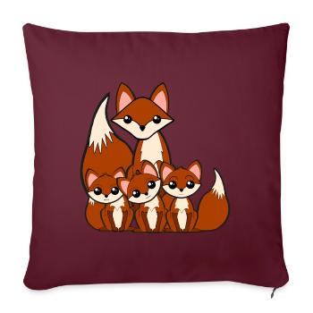 Mme Foxworthy et ses oursons - Housse de coussin décorative 45 x 45 cm - bordeaux - Devant
