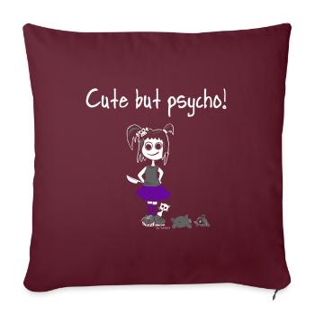 Chemise - Mignon mais psycho! Doux Girly Teddy Gothique - Housse de coussin décorative 45 x 45 cm - bordeaux - Devant