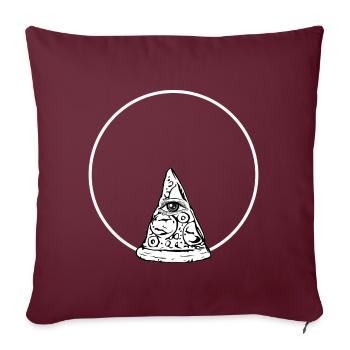 All sehendes Auge Pizza (weißer Druck) - Sofakissenbezug 45 x 45 cm - Burgunderrot - Vorne