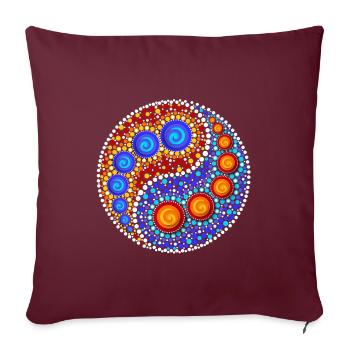 Yin Yang Dot Art Points signes formes Yoga Om Zen - Housse de coussin décorative 45 x 45 cm - bordeaux - Devant