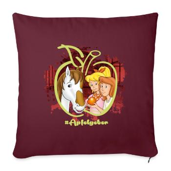 Bibi und Tina mit Topsy Apfelgeber - Sofakissenbezug 45 x 45 cm - Burgunderrot - Vorne