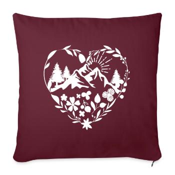 Fleurs Forêt Randonnée Montagnes Amour Design - Housse de coussin décorative 45 x 45 cm - bordeaux - Devant