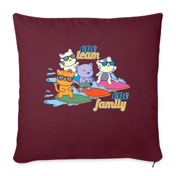 équipe famille chat surf chef mère - Housse de coussin décorative 45 x 45 cm - bordeaux - Devant