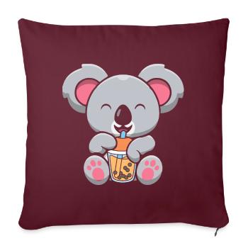 Bubble Milk Tea Koala Drinking Boba Milk Tea - Sofa pillowcase 17,3'' x 17,3'' (45 x 45 cm) - burgundy - Front