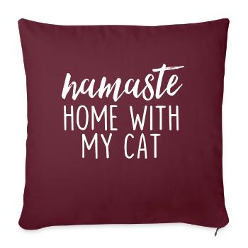 Namaste Home avec mon chat - Housse de coussin décorative 45 x 45 cm - bordeaux - Devant