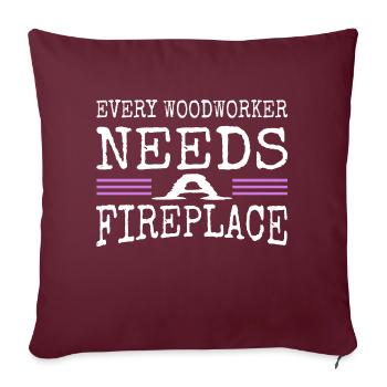 drôle de menuisier papadesign bûcheron - Housse de coussin décorative 45 x 45 cm - bordeaux - Devant
