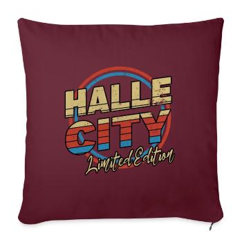 Halle Saale Allemagne City Font 80s Style - Housse de coussin décorative 45 x 45 cm - bordeaux - Devant