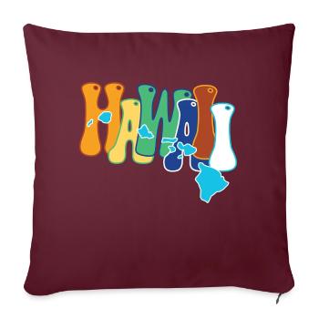 idee cadeau design graphique carte iles de Hawaii - Housse de coussin décorative 45 x 45 cm - bordeaux - Devant