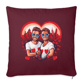 Idée de Saint-Valentin gay LGBT pour les gays - Housse de coussin décorative 45 x 45 cm - bordeaux - Devant
